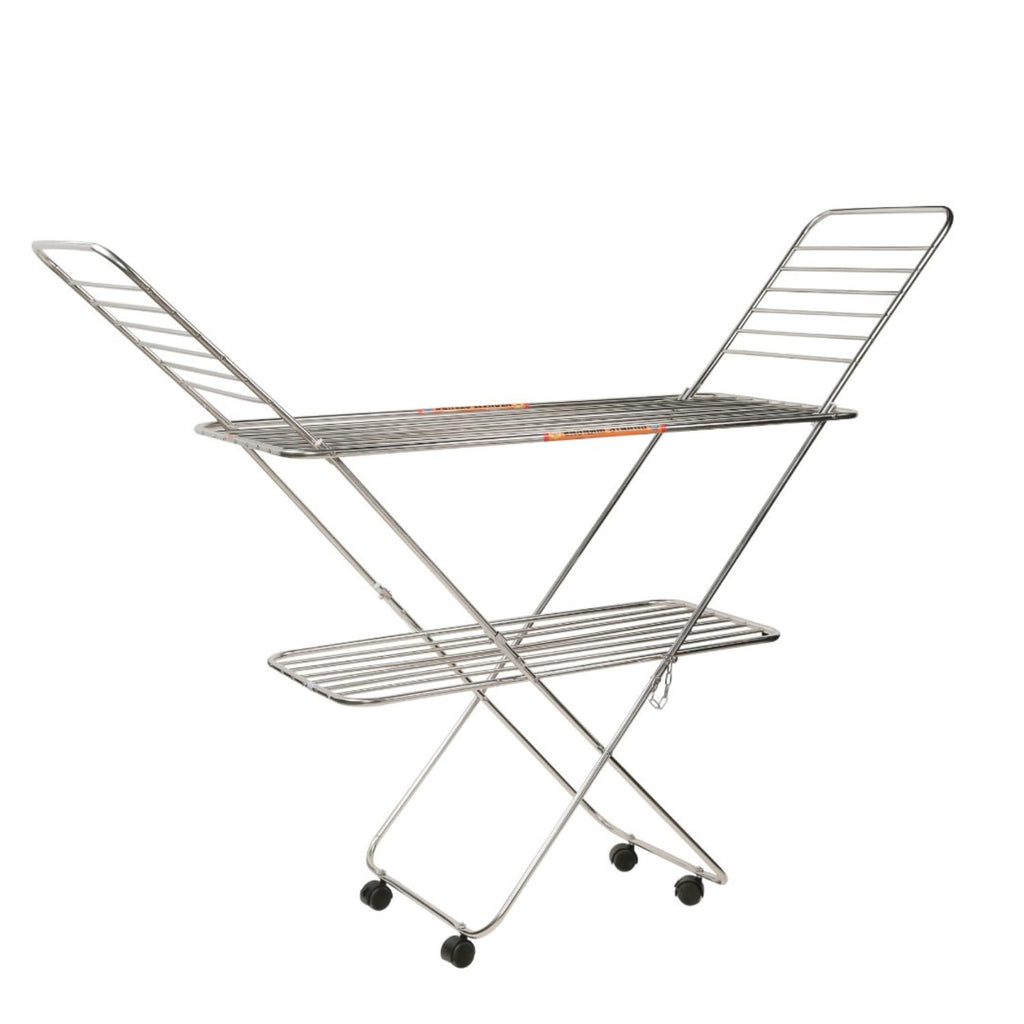 Vasnam Stainless Steel Floor Cloth Dryer Stand Butterfly Design | 25 Rods 3-Tier Foldable Laundry Drying Rack with Wheels | Heavy Duty Rustproof Clothes Stand for Home