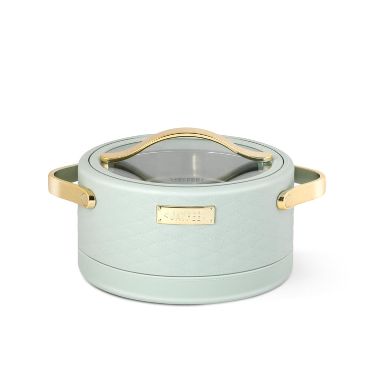 JAYPEE Luxura Klass Set Inner Steel Serving Casserole Set of 3 Toughened Glass Lid Advanced PU Insulated 100% Food Grade Lockable Hot Box Easy to Keep Roti, Pulao & More|1500, 2000, 2500 ml,Green