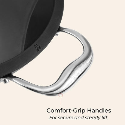 Vinod Ferona Lightweight Cast Iron Kadai - 2.2 L, 24 cm | No Seasoning Required | Naturally Stick-Free | Metal Spoon Friendly | Gas Stove Compatible | Rust-Proof | PTFE & PFOA Free | 2-Year Warranty