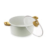 Bergner Naturally Cast Aluminum 28cm (5 L) Casserole with Glass Lid, Marble Non-Stick Coating, Less Oil Use, Scratch Resistant, Soft Touch Stylish Handles - Induction Bottom, Free Non-Woven Trivet