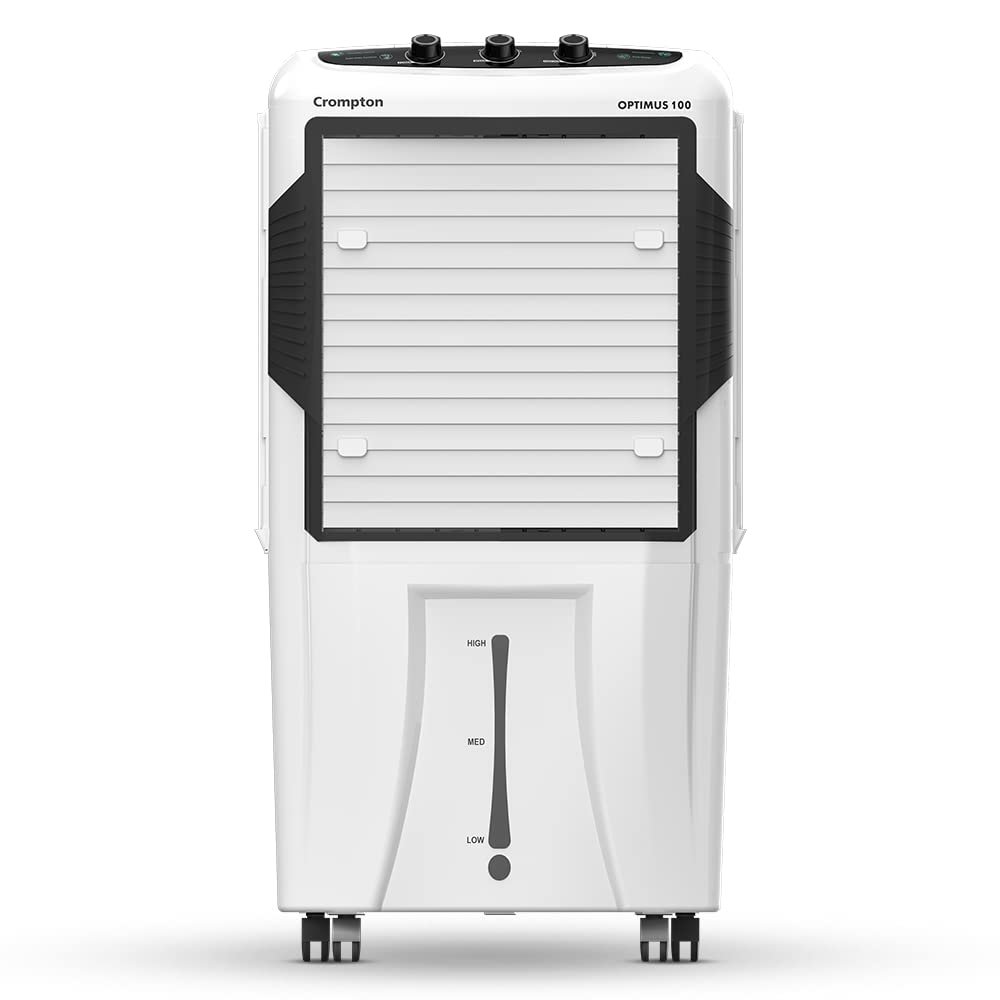 Crompton Optimus 100 Litres Desert Air Cooler for home | Large & Easy Clean Ice Chamber | High Density Honeycomb Pads | Auto-Fill & Drain | Everlast Pump | Humidity Control