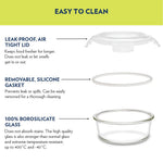 Borosil Klip N Store 320ml Round Glass Food Storage Container with Air Tight Lid | Borosilicate Glass Container for Lunchbox | Microwave & Oven Safe | Transparent