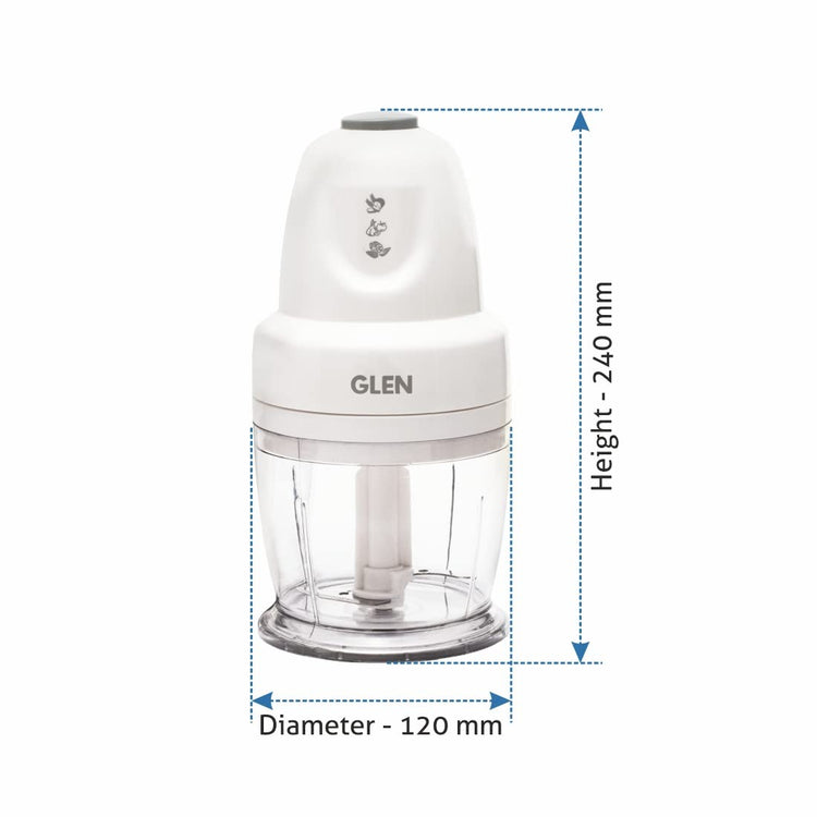 Glen GL 4043 MC Mini 400ml Electric Chopper 250W, White (2 Years Warranty)