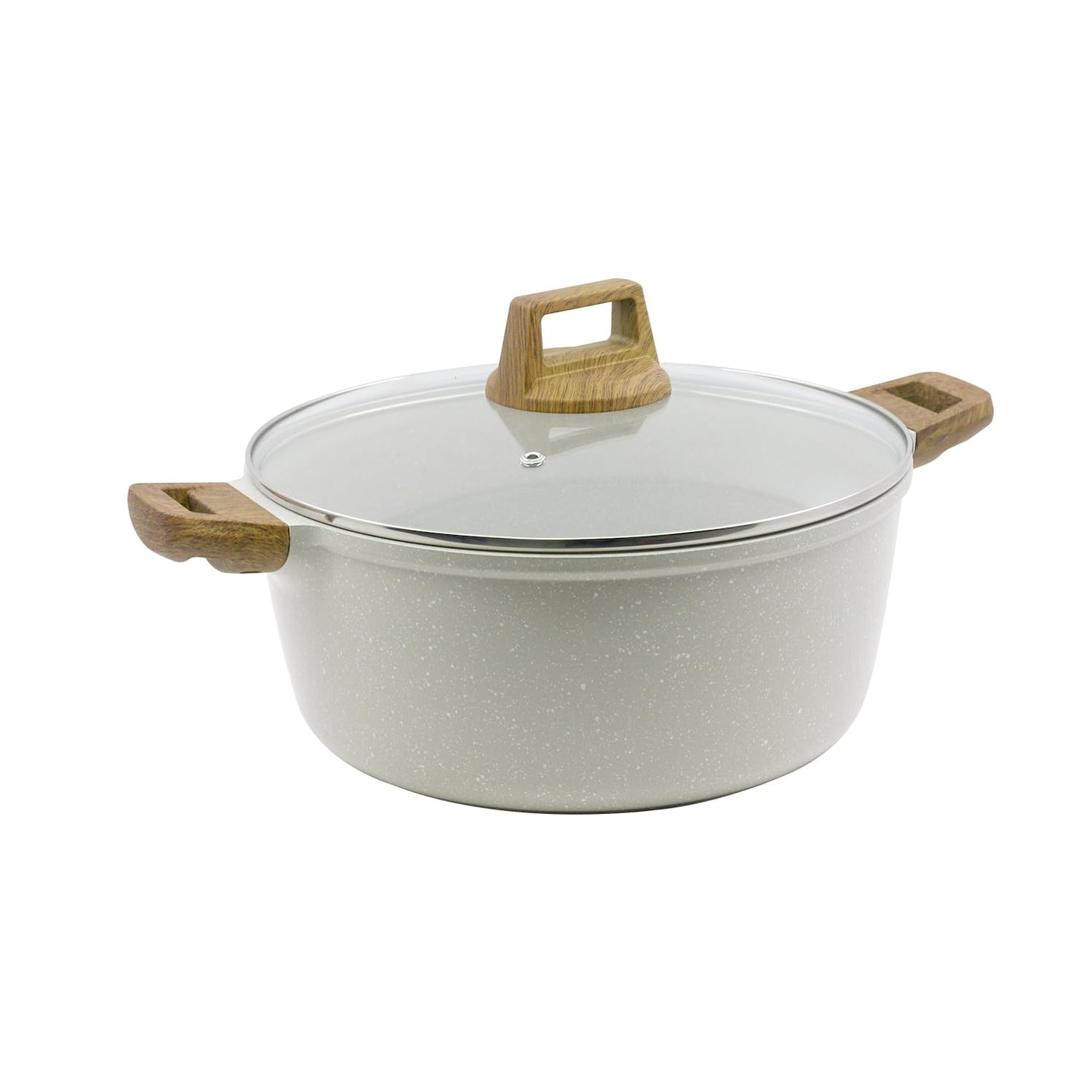 Bergner Naturally Cast Aluminum 32cm (9 L) Casserole with Glass Lid, Marble Non-Stick Coating, Less Oil Use, Scratch Resistant, Soft Touch Stylish Handles - Induction Bottom, Free Non-Woven Trivet