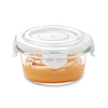 Borosil Klip N Store 400ml Round Glass Food Storage Container with Air Tight Lid | Borosilicate Glass Container for Lunchbox | Microwave & Oven Safe | Transparent