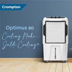 Crompton Optimus Desert Air Cooler 80L| High density honeycomb| Auto fill| Water Level indicator| Fully collapsible Louvers| 4 way Air deflection| Humidity control| Cooling mode & Auto Swing