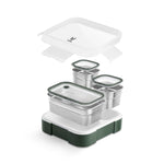 VAYA TYDBYT Stainless Steel Tiffin Box for Men, Kids Girls,1 Large & 2 Small Compartments, Bento Lunch Box, Smart Portions for Balanced Meals, Green