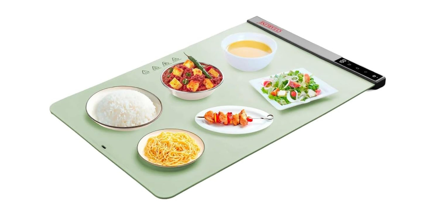Clearline FlexiHeat 400W Food Warming Mat | Rollable & Portable Buffet Food Warmer | Digital Temperature Control (40°C–100°C) | 6-Hour Timer | Safe Silicone Surface | Sage Green