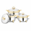 Roseate 2000, 2500, 3500 Steel Gold Premium Casserole Set | Stainless Steel with PUF Insulation & Gold Finish |Hot Food Storage for Dining & Serving