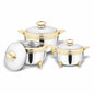 Roseate 2000, 2500, 3500 Steel Gold Premium Casserole Set | Stainless Steel with PUF Insulation & Gold Finish |Hot Food Storage for Dining & Serving
