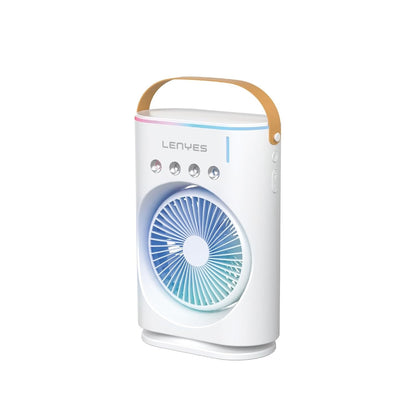 Lenyes LHF05 60 mm Mini Fan | LED Lighting | Rechargeable Fan | 3 Fan Speeds | 2 Light Mode Settings | High Speed Oscillation Table Fan | White Portable Fan