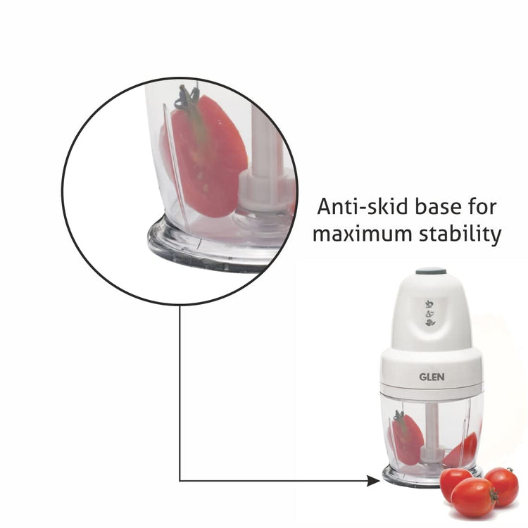 Glen GL 4043 MC Mini 400ml Electric Chopper 250W, White (2 Years Warranty)