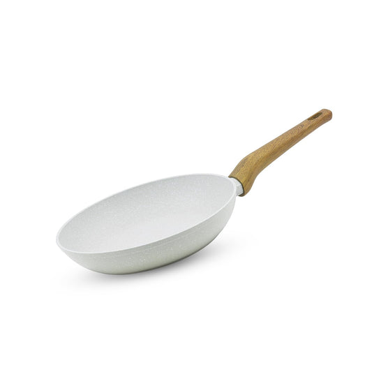 Bergner Naturally Forged Aluminum 28cm Frypan, Marble Non-Stick Coating, Less Oil Use, Scratch Resistant Frying Pan, Durable, Soft Touch Handle, Easy to Clean - Induction Bottom, Free Non-Woven Trivet