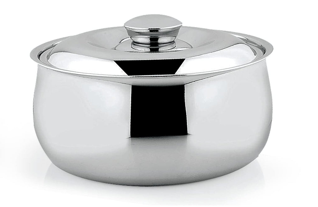 DEVIDAYAL Casserole for Roti | Stainless Steel Hot Box for Kitchen and Home | Chappati Steel Hot Pot with Lid (Silver) (1600 ml)