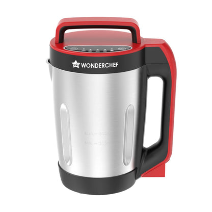 Wonderchef Neo Automatic Soup Maker|1.6 Litre|900 Watts Heater|SS Blades and Jug|5 Pre-Set Functions|Red|Black|Steel|One Touch Operation|Touch Control Panel|30 Minute Cook Time|2 Years Warranty