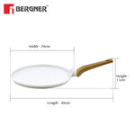BERGNER Naturally Forged Aluminum 28cm Pancake Pan/Dosa Tawa with Marble Non-Stick Coating, Scratch Resistant and Durable, Soft Touch Handle, Easy to Clean - Induction Bottom, Free Non-Woven Trivet