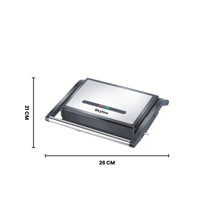 Skyline 800W Mini Griller with Non-Stick Plates & Cool Touch Handle
