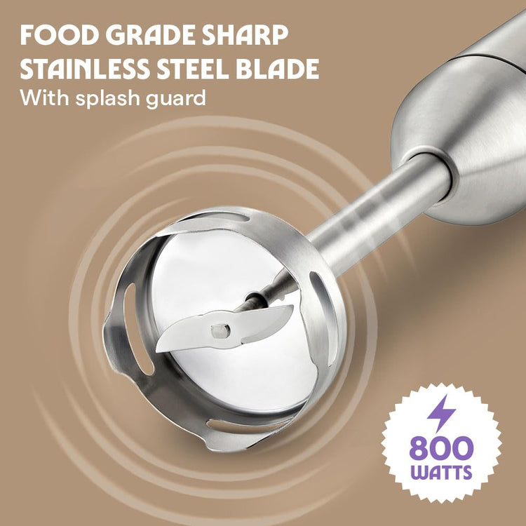 Borosil SmartBlend Hand Blender with Chopper & Whisker | 750ml Beaker & 500ml Chopper | BIS Approved Made in India | Variable Speed Control | SS 301 Blade & Detachable Blending Rod | 2 Years Warranty