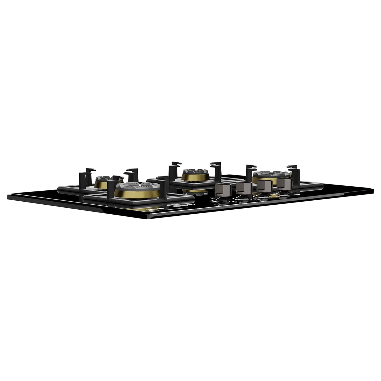 Crompton Optime 90 cm 4 Burners Built-in Glass HOB with Digital Timer, Full Brass Burners & 3D Flame Technology (HOB-OPFB905TI-MBL, Midnight Black)
