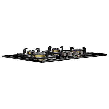 Crompton Optime 90 cm 4 Burners Built-in Glass HOB with Digital Timer, Full Brass Burners & 3D Flame Technology (HOB-OPFB905TI-MBL, Midnight Black)