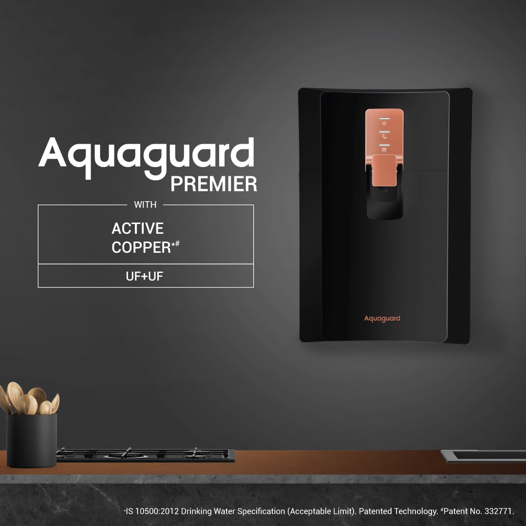 Aquaguard Copper Premier UV+UF+AC storage water purifier suitable for municipal water (TDS up to 200ppm)|Not suitable for borewell &amp; tanker|From Eureka Forbes