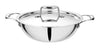 Devidayal Triply Stainless Steel Kadhai with 5 Year Warranty, (18cm | 1.2 LTRS | Silver |Stainless Steel |Induction and Dishwaser Comptible | Easy to Cook), Comes with Lid