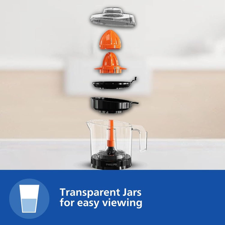 PHILIPS Citrus Press Juicer HR2788/00, Black & Transparent, Medium