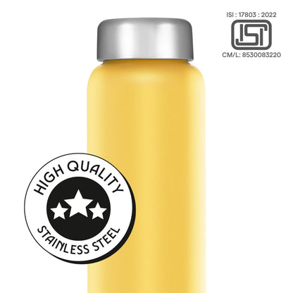 Borosil 1L Apex 3pc Stainless Steel Made in India Water Bottle Set | Leak-Proof, Odour-Free, Powder Coated Bottles | Fridge Safe | Blue, Yellow, Lavender | 1 Year Warranty