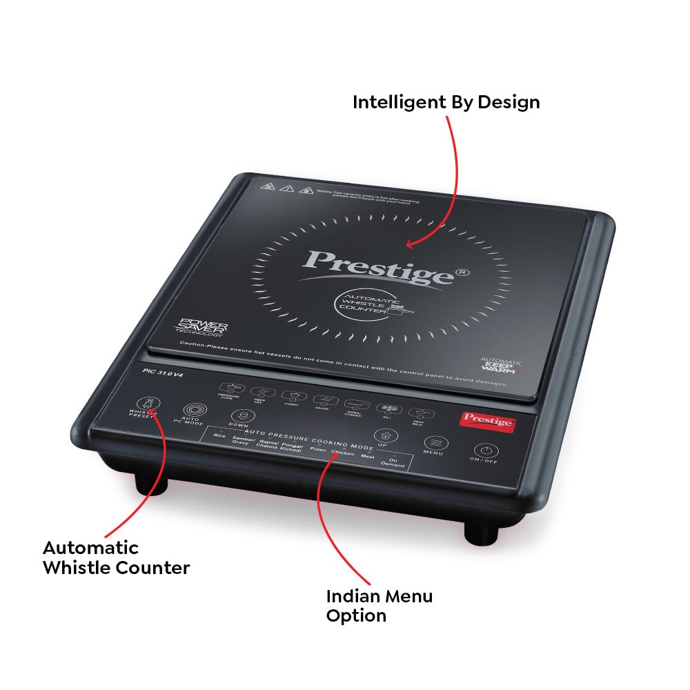 Prestige PIC 31.0 V4 2000W Induction Cook-Top(Black, Automatic Whistle Counter, Power Saving Technology)