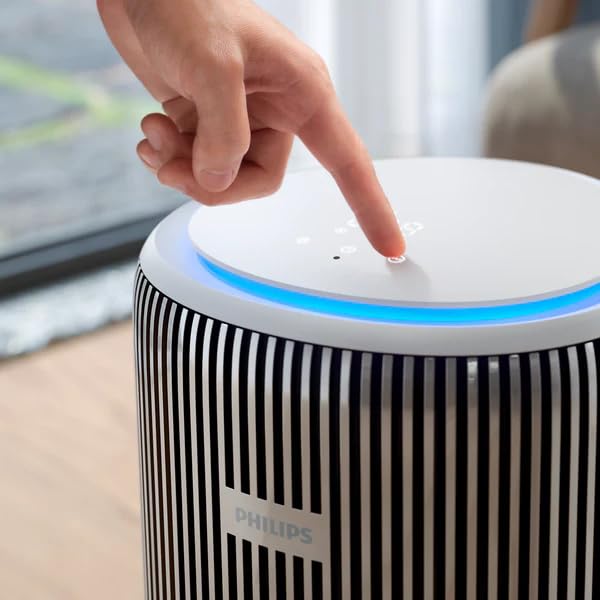 PHILIPS Smart Air Purifier AC3220/60 Upto 135 m2 Room Size Smart Portable Air Purifier Real Time AQI Display|Covers upto 600 sqft 520 m3/h|(Silver, Arctic White)