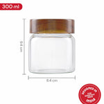 Borosil Glass Jar with Acacia Wood Lid | Borosilicate Glass Storage Jar for Dry Fruits, Spices & Snacks | Airtight Glass Container for Kitchen & Pantry (Tallwood, 600 ml)