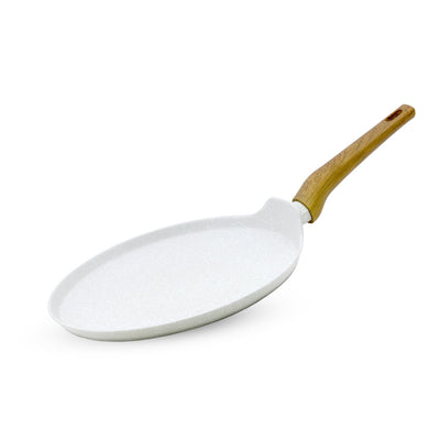 BERGNER Naturally Forged Aluminum 28cm Pancake Pan/Dosa Tawa with Marble Non-Stick Coating, Scratch Resistant and Durable, Soft Touch Handle, Easy to Clean - Induction Bottom, Free Non-Woven Trivet
