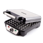 Borosil 1100W Jumbo Waffle Maker | Can Make 4 Waffles At a Time | Non-Stick Coating Plates Opens to 105°, BPA & PTFE Free | Power Indicators | 2 Year Warranty