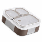 VAYA Stainless Steel Tiffin Box for Men, Kids Girls,1 Large & 2 Small Compartments, Bento Lunch Box, Smart Portions for Balanced Meals, Brown