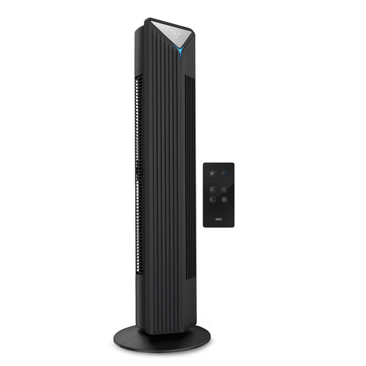 GM Fortune Bladeless Tower Fan with Air Purifier | Super Silent Operation | 90° Horizontal Oscillation | 3 Speed Modes | Up to 8 Hours Timer | Remote for Easy Access | Stylish, Compact Design - Black
