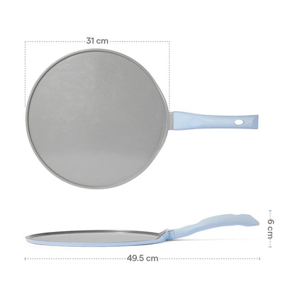 Borosil Ceramic Vajra 31 cm Flat Dosa Tawa | Gas Stove & Induction Compatible, Dishwasher Safe | PFOA and PFAS Free Tava | 1 Year Warranty, Sky Blue