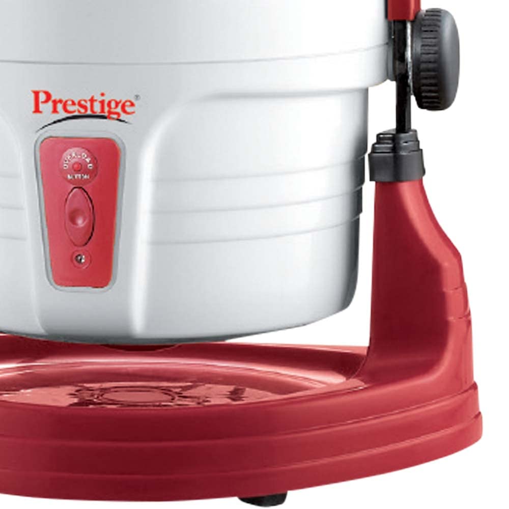 Prestige Wet Grinder PWG 01 Wet Grinder, 2 L (White/ Red) with Tilting Drum, Cocunut Scraper and Atta Kneader Attachment, 200W