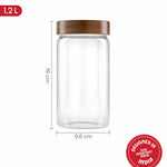 Borosil Glass Jar with Acacia Wood Lid | Borosilicate Glass Storage Jar for Dry Fruits, Spices & Snacks | Airtight Glass Container for Kitchen & Pantry (Tallwood, 1200 ml)