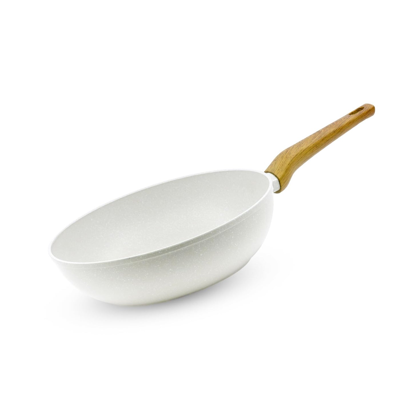 BERGNER Naturally Forged Aluminum 28cm (3 L) Wok, Marble Non-Stick Coating, Less Oil Use, Scratch Resistant and Durable, Soft Touch Handle, Easy to Clean - Induction Bottom, Free Non-Woven Trivet