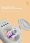 Lenyes LHF05 60 mm Mini Fan | LED Lighting | Rechargeable Fan | 3 Fan Speeds | 2 Light Mode Settings | High Speed Oscillation Table Fan | White Portable Fan