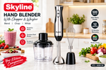 Skyline 500W Hand Blender with Chopper & Whisker | 3-in-1 Immersion Blender, Vegetable Chopper & Egg Whisk | Stainless Steel Blades | 1 Year Warranty