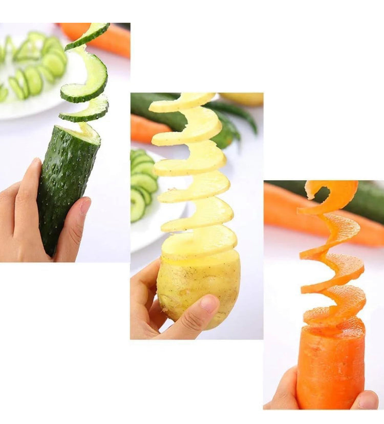 Spiral Potato Cutter Tornado Slicer for Chips, Stainless Steel Twisted Potato Maker, Manual Spiral Potato Slicer Machine with Skewers for French Fries, Curly Chips Cutter Kitchen Tool