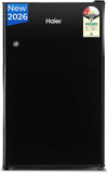 Haier 100 L 2 Star Direct Cool Single Door Mini Bar Refrigerator with Chiller Freezer Box, LED Light for Clear View, Lock & Key and Easy Clean Back (HRD-1252KSA, Black Steel, 2026 Model)
