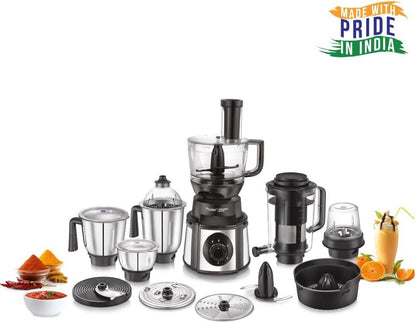 Prestige Endura Pro 1000 Watt Multi Functional Mixer Grinder | Heavy-Duty Ball Bearing Copper Motor | 6 Jars with Food Processing Attachments | 14 Functions in One | 5Y Motor Warranty