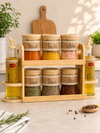 Addox Glass Oil & Vinegar Dispenser Set with Wooden Finish Cover | Kitchen Oil Bottle & Sauce Dispenser with Easy-Pour Spout