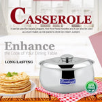 DEVIDAYAL Casserole for Roti | Stainless Steel Hot Box for Kitchen and Home | Chappati Steel Hot Pot with Lid (Silver) (1600 ml)