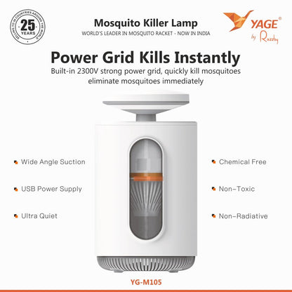 YAGE YG-M105 Mosquito Killer Lamp with UV Light & 2300V Power Grid | USB Powered Indoor Mosquito Trap | Chemical-Free, Ultra-Quiet Mosquito & Insect Killer