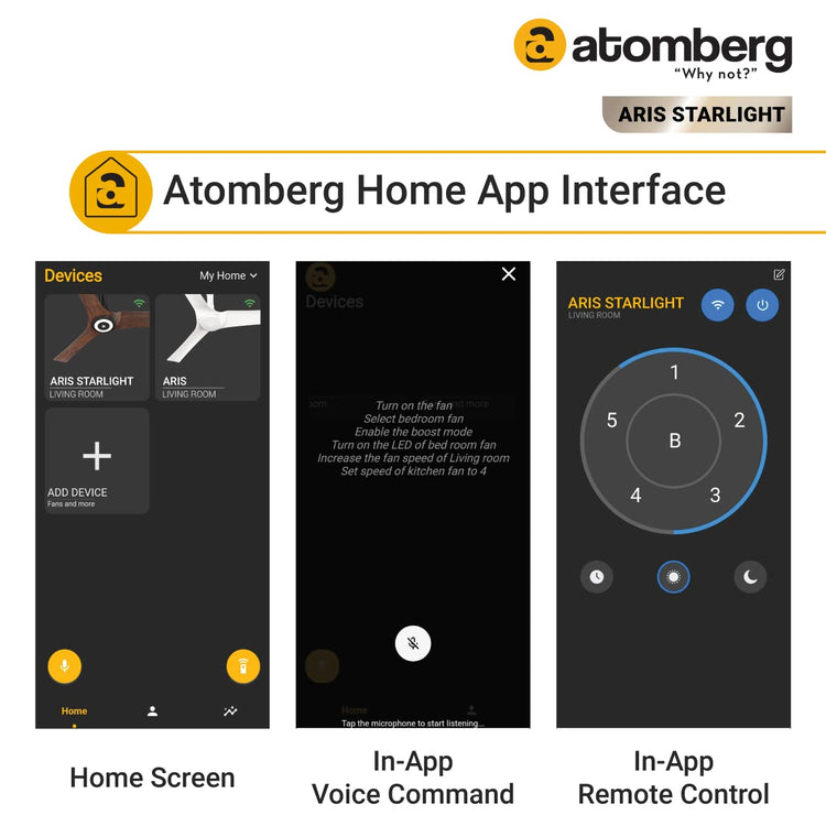Atomberg Aris Starlight 1200mm BLDC Ceiling Fan with Underlight, IoT & Remote Control | Smart Fan with Noiseless Operation (Dark Teakwood)