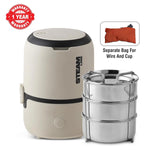 Jaypee Plus Steamline Electric Lunch Box Stainless Steel containers 300X3 ml with Bag, Power Cord & Measuring Cup Lunch Box for Offfice Reheat Food in 15 Minute Auto Cut steam Technology,Beige