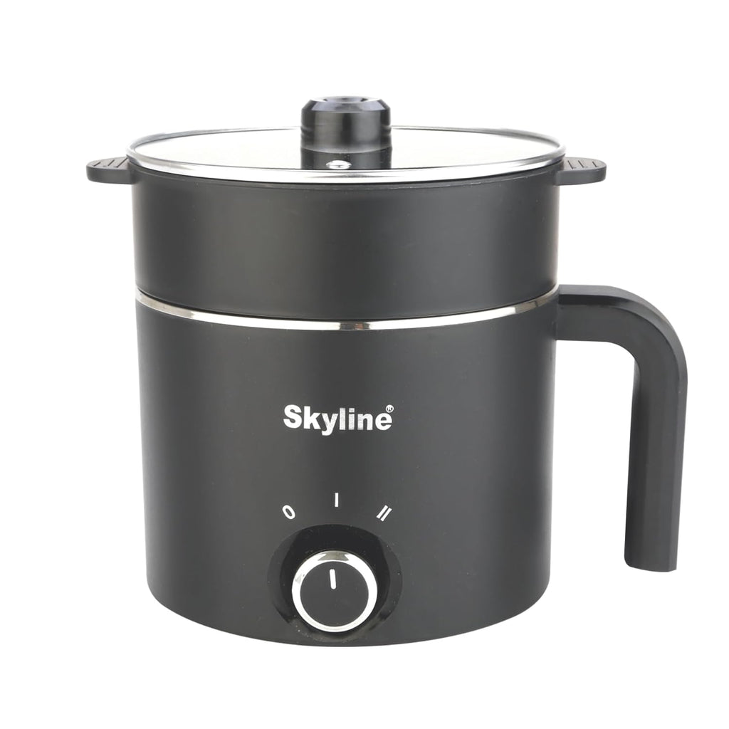 Skyline Multi-Purpose Electric Kettle with Steamer and Egg Boiler, 1.5L, 600W, Temperature Control, VTL-9091 (Black)